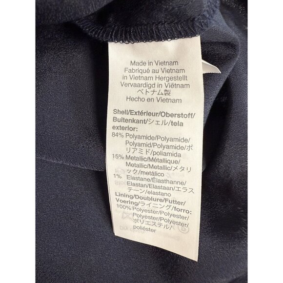 J Crew Womens Tie Neck in Metallic Lance Top~Size M~Midnight Blue Blouse L15 16 - Picture 9 of 10